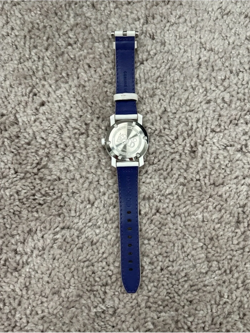 Movado Bold White Leather Strap Watch 🕰️